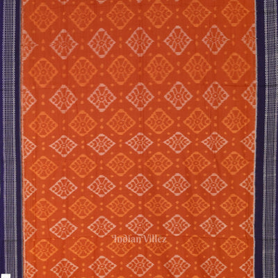 Orange Navy Blue Odisha  Sambalpuri Pure Cotton Saree
