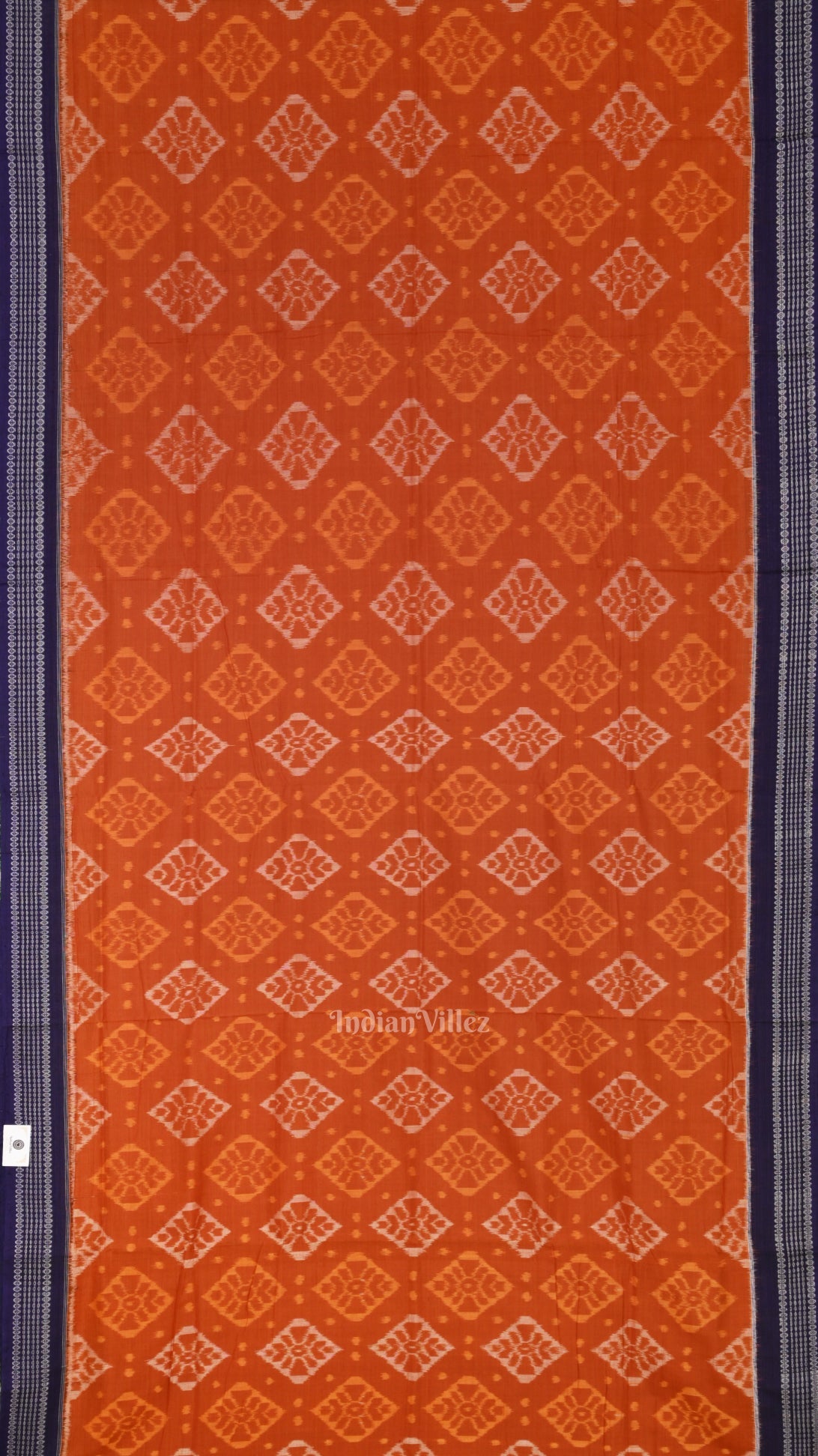 Orange Navy Blue Odisha  Sambalpuri Pure Cotton Saree