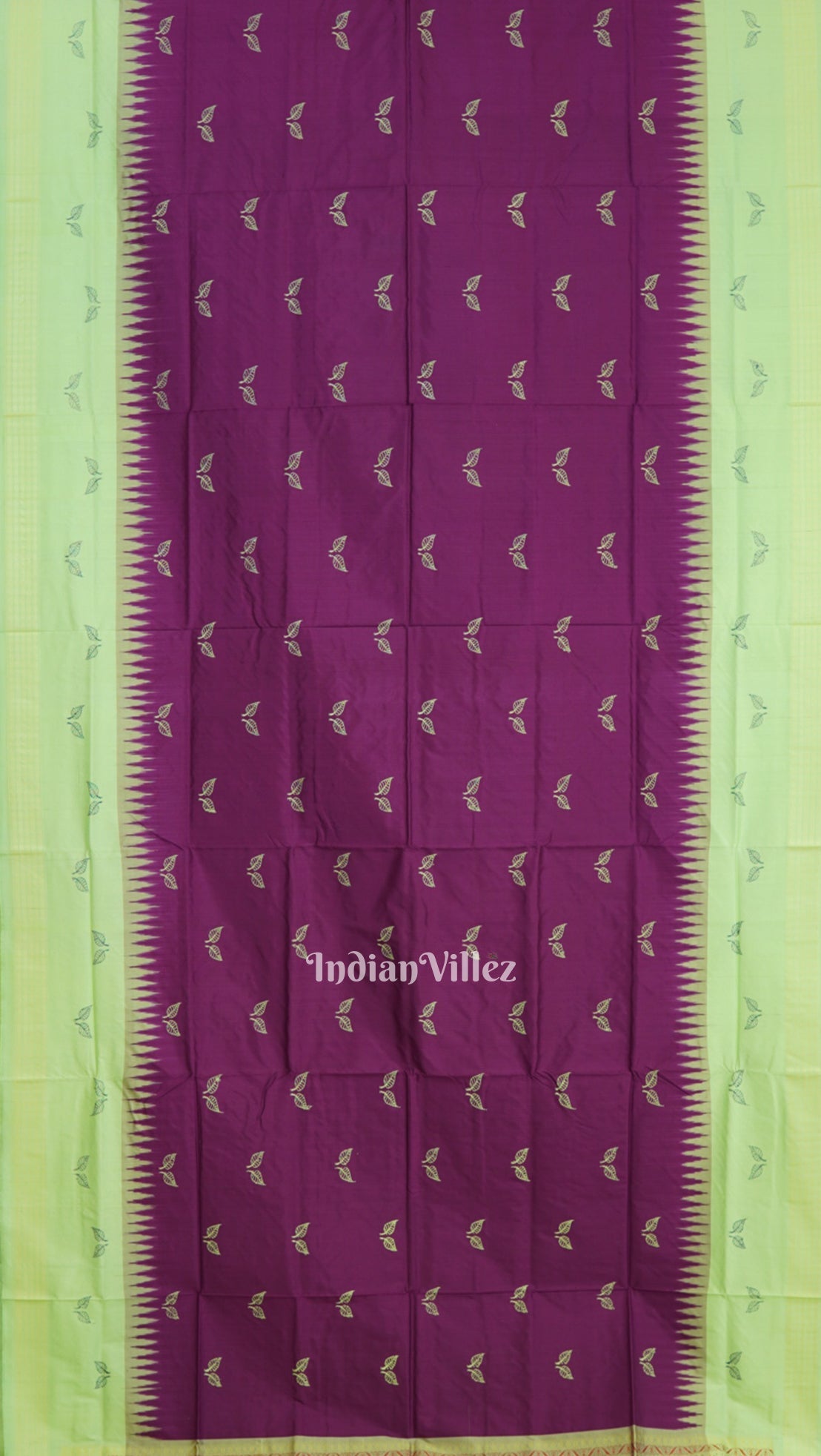 Maroon With Light Green Sambalpuri Bomkai Silk Saree