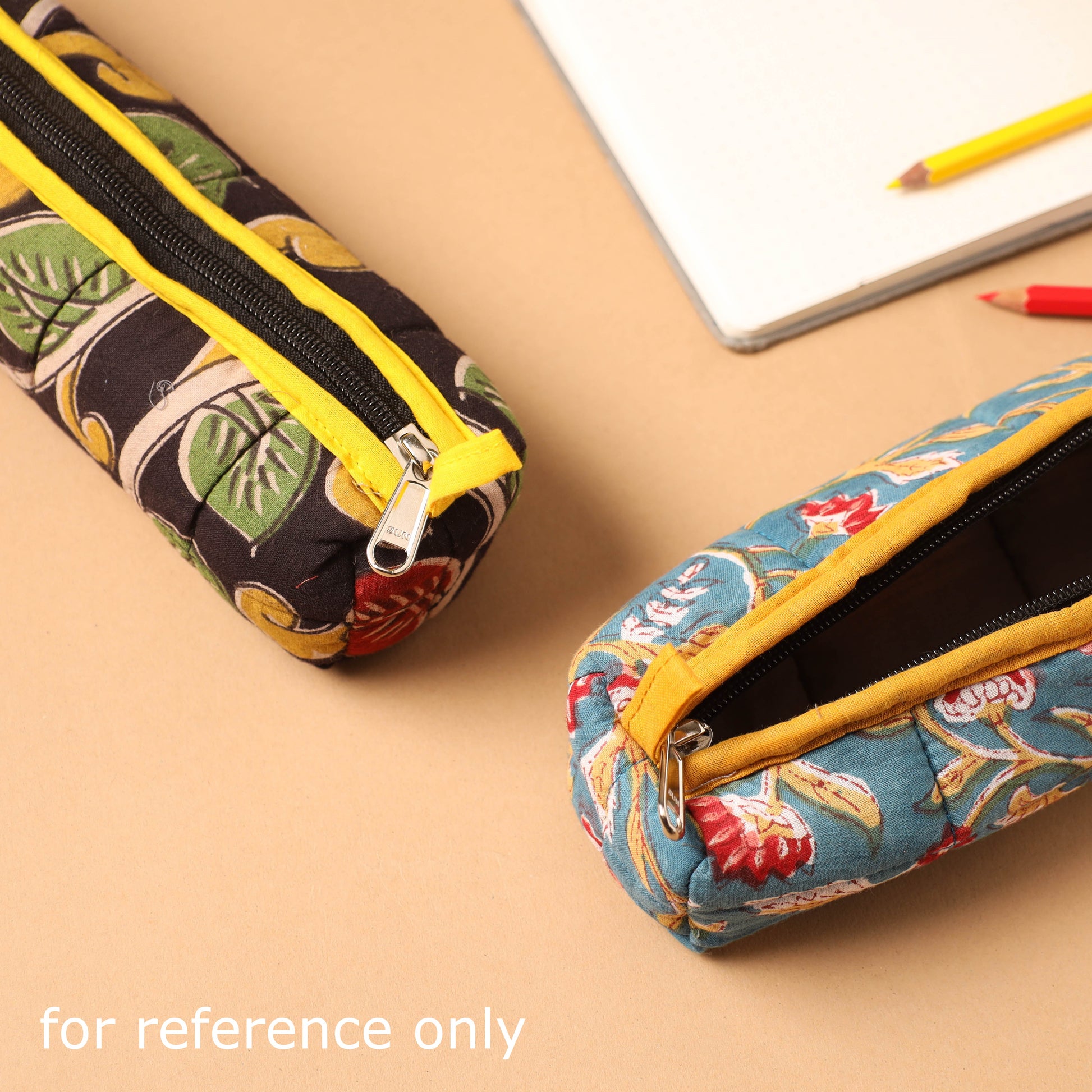 Black - Handmade Quilted Cotton Pencil Pouch 10