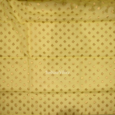 Light Yellow Pure Jamdani Banarasi Kota Saree