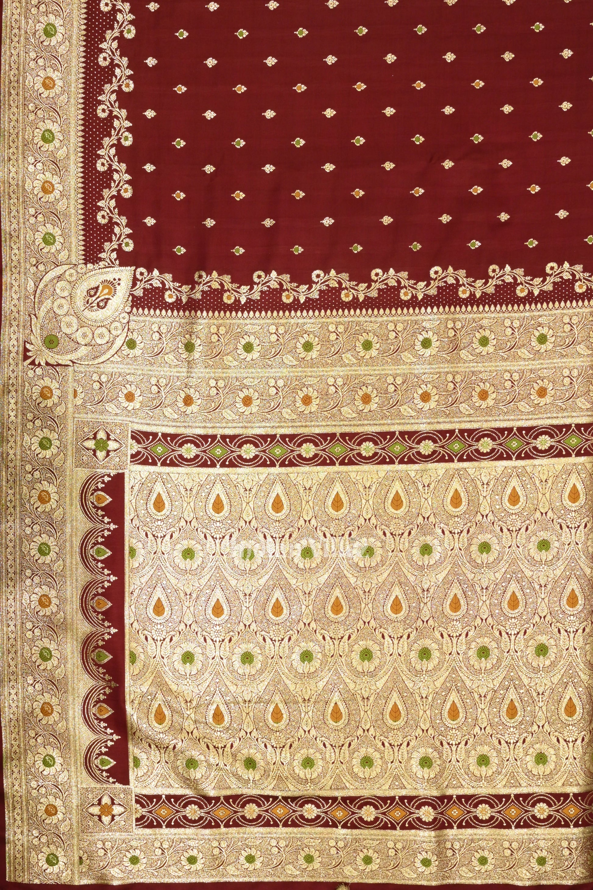 Pure Maroon Meenakari Pure Mashru Satin Silk Banarasi Saree