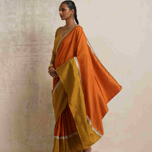 trueBrowns Orange Silk Ready To Wear Saree