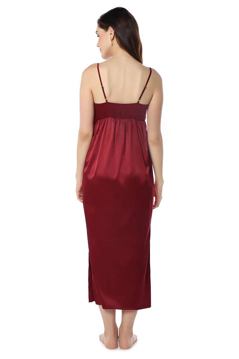 Eternal Bliss Full-length Satin Chemise - Rio Red