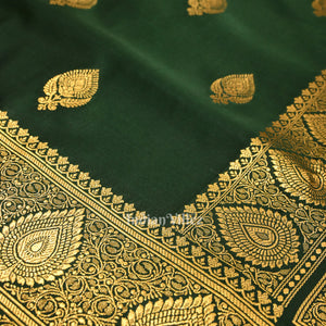 Cadmium Green Soft Pure Mashru Satin Silk Banarasi Saree
