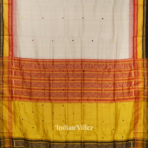White Kathiphera Khandua Silk Saree with Tissue Anchal