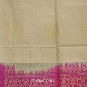 Sand With Magenta Pure Kanjivaram Soft Silk Saree