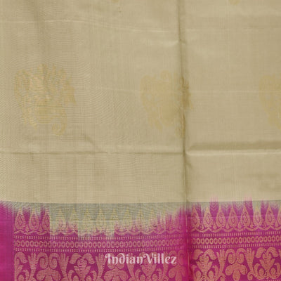 Sand With Magenta Pure Kanjivaram Soft Silk Saree