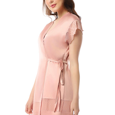 Eternal Bliss Satin Robe - Mellow Rose