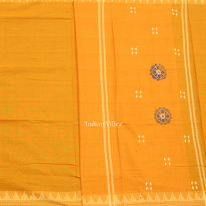 Blue yellow Sambalpuri Bomkai Cotton Dress set with Dupatta