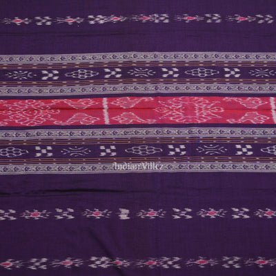Purple with Cream Pasapali Sambalpuri Cotton Dress set with Dupatta