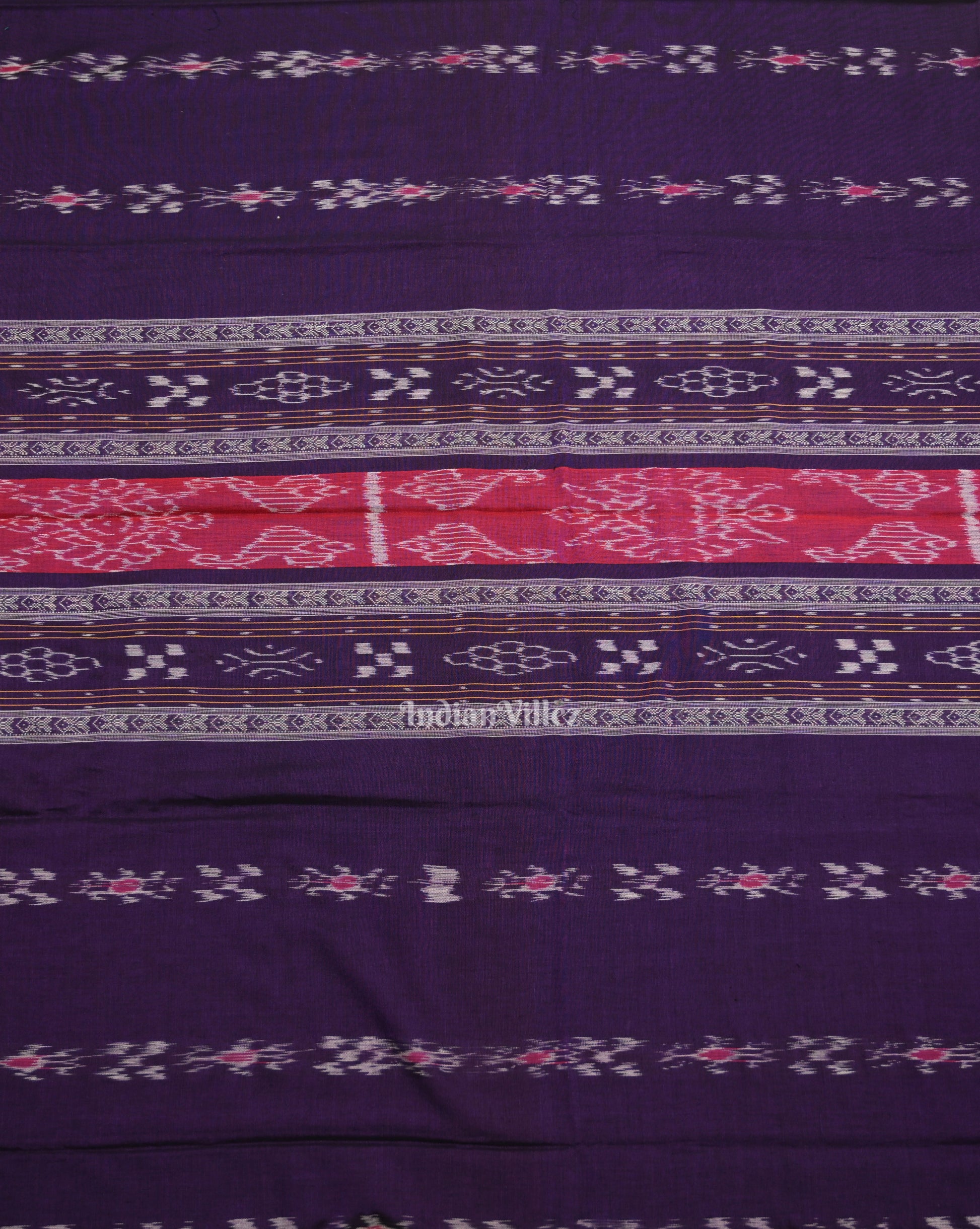 Purple with Cream Pasapali Sambalpuri Cotton Dress set with Dupatta