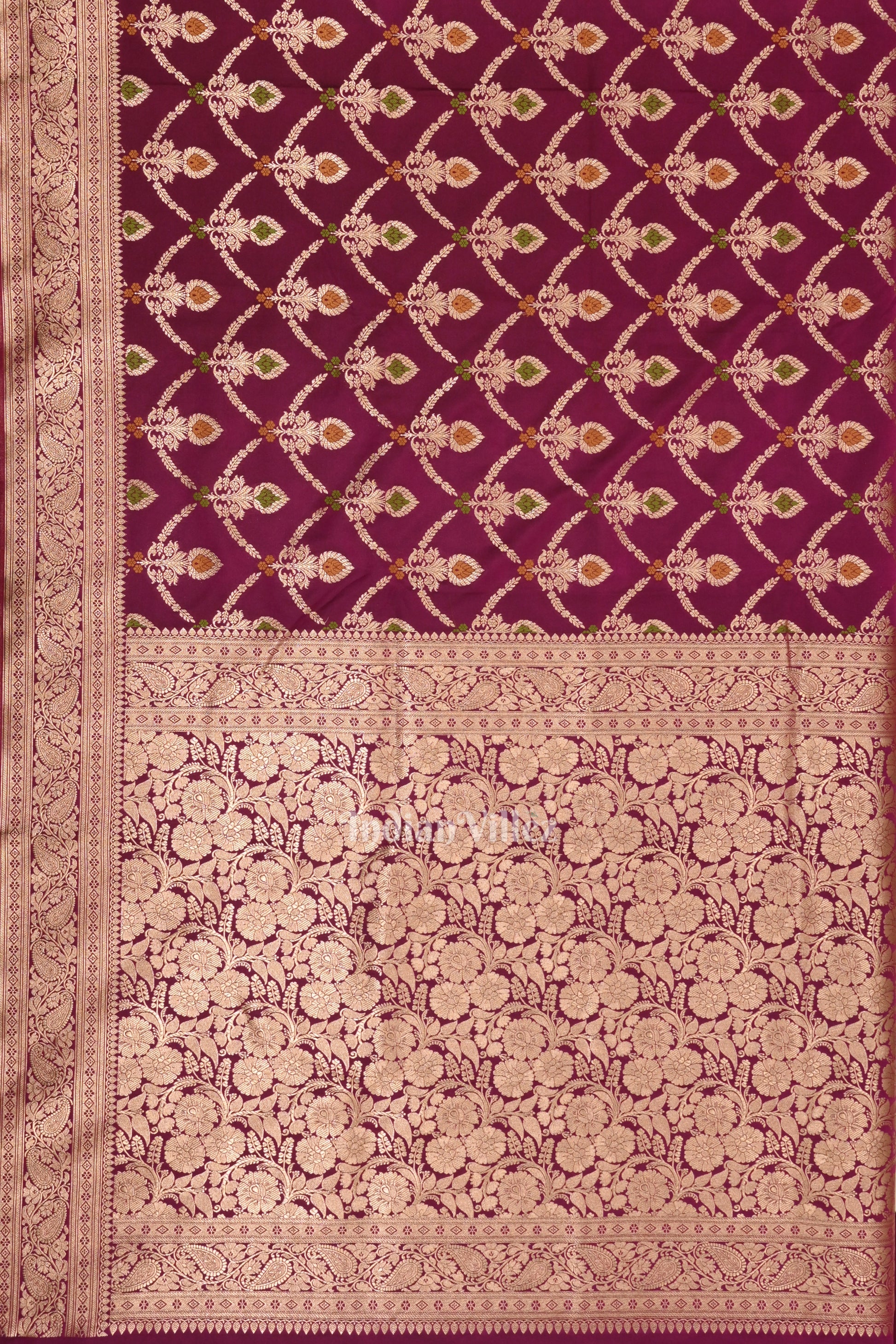 Purple Wine Meenakari Pure Mashru Satin Silk Banarasi Saree