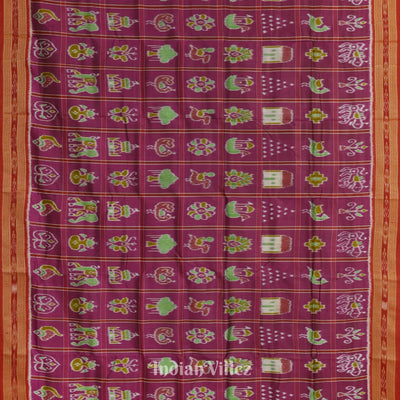 Purple Nabakothi Theme Odisha Ikat Khandua Silk Saree