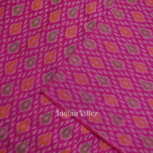 Rani Pink  Pochampally Ikat Silk & Cotton (Sico) Fabric
