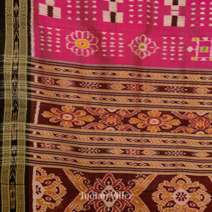 Rani Pink Pasapali Theme Odisha Ikat Khandua Silk Saree