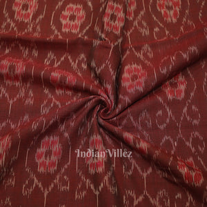 Coffee Floral Theme Sambalpuri Ikat Cotton Fabric