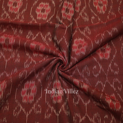 Coffee Floral Theme Sambalpuri Ikat Cotton Fabric