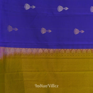 Blue With Parrot Green Pure Kanjivaram Soft Silk Saree