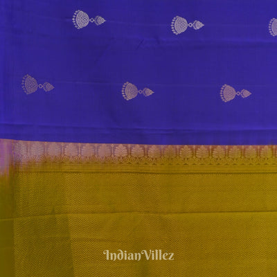 Blue With Parrot Green Pure Kanjivaram Soft Silk Saree