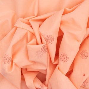 Peach Chikankari Embroidered Cotton Saree With Floral Motifs