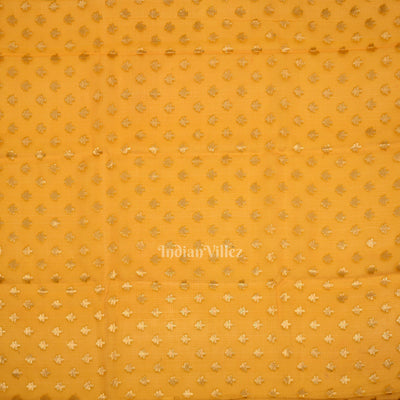 Yellow Pure Jamdani Banarasi Kota Silk Saree