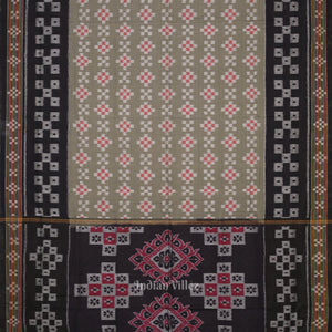 Sage Green Black Body Pasapali Sambalpuri Pure Cotton Saree