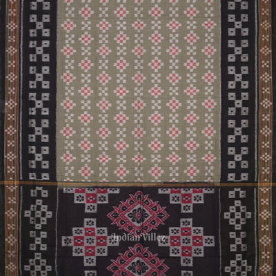 Sage Green Black Body Pasapali Sambalpuri Pure Cotton Saree