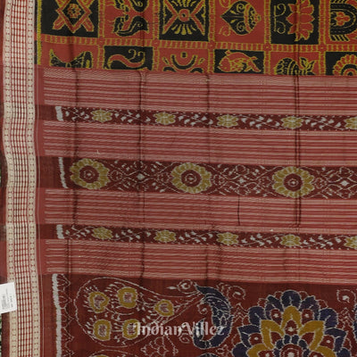 Red Black Nabkothi Sambalpuri Bomkai Silk Saree