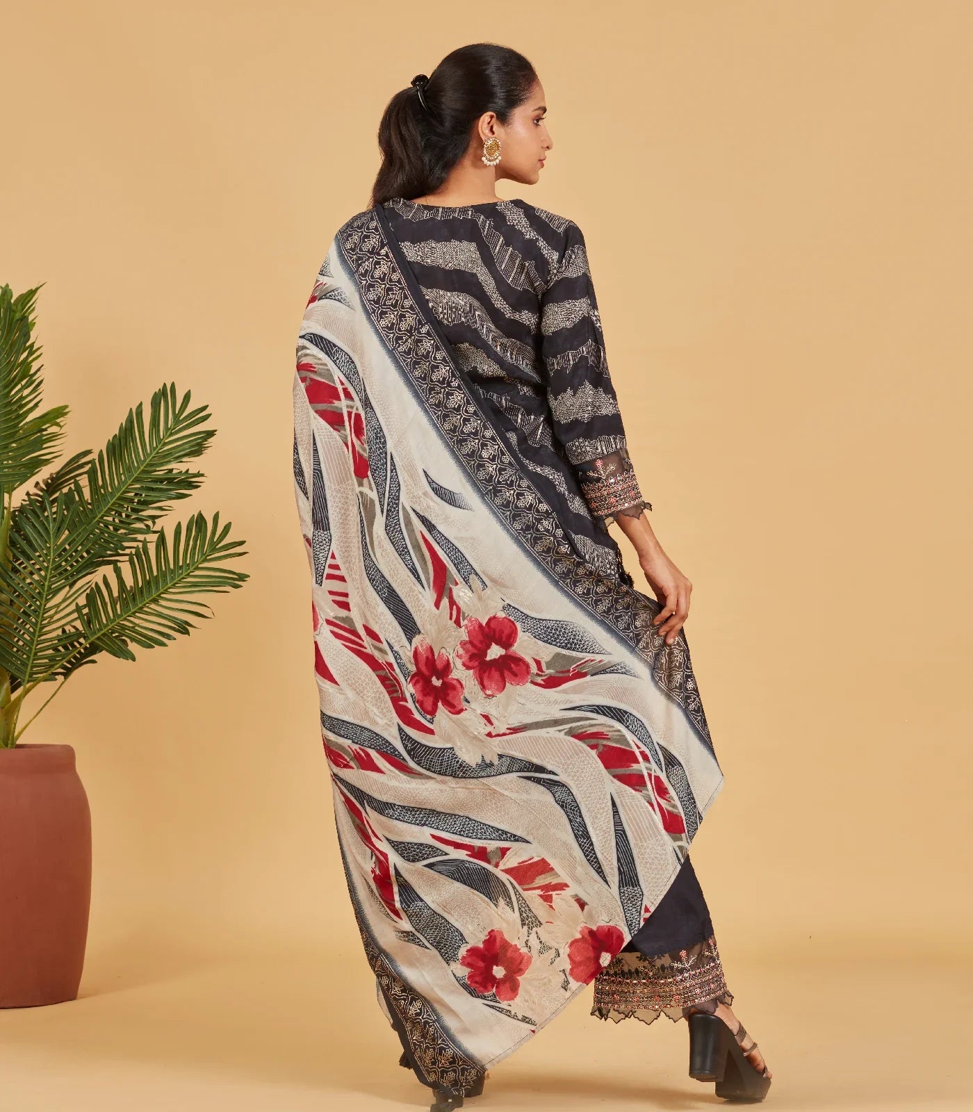 Black Printed Kurta Set