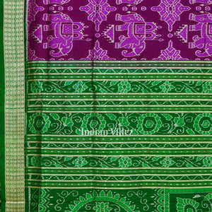Maroon Elephant Theme Sambalpuri Ikat Silk Saree