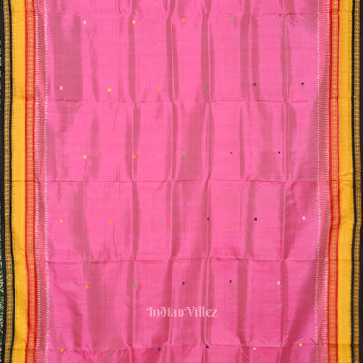 Pink Kathiphera Odisha Ikat Khandua Silk Saree with Nartaki Pallu