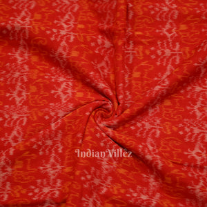 Deep Red Tribal Theme Sambalpuri Ikat Cotton Fabric