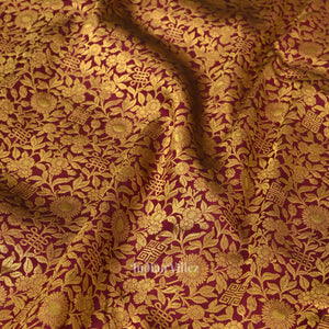 Dark Purple With Golden Pure Kanjivaram Silk Saree