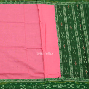 Forest Green Pink Pasapali Sambalpuri Cotton Dress set with Dupatta