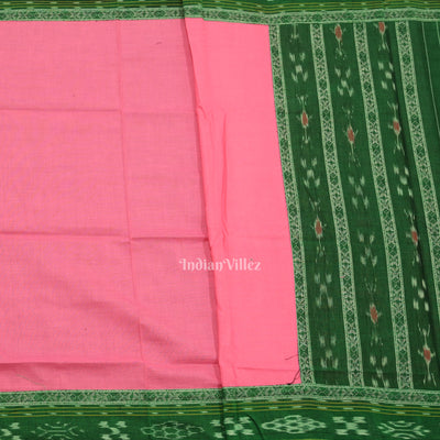 Forest Green Pink Pasapali Sambalpuri Cotton Dress set with Dupatta