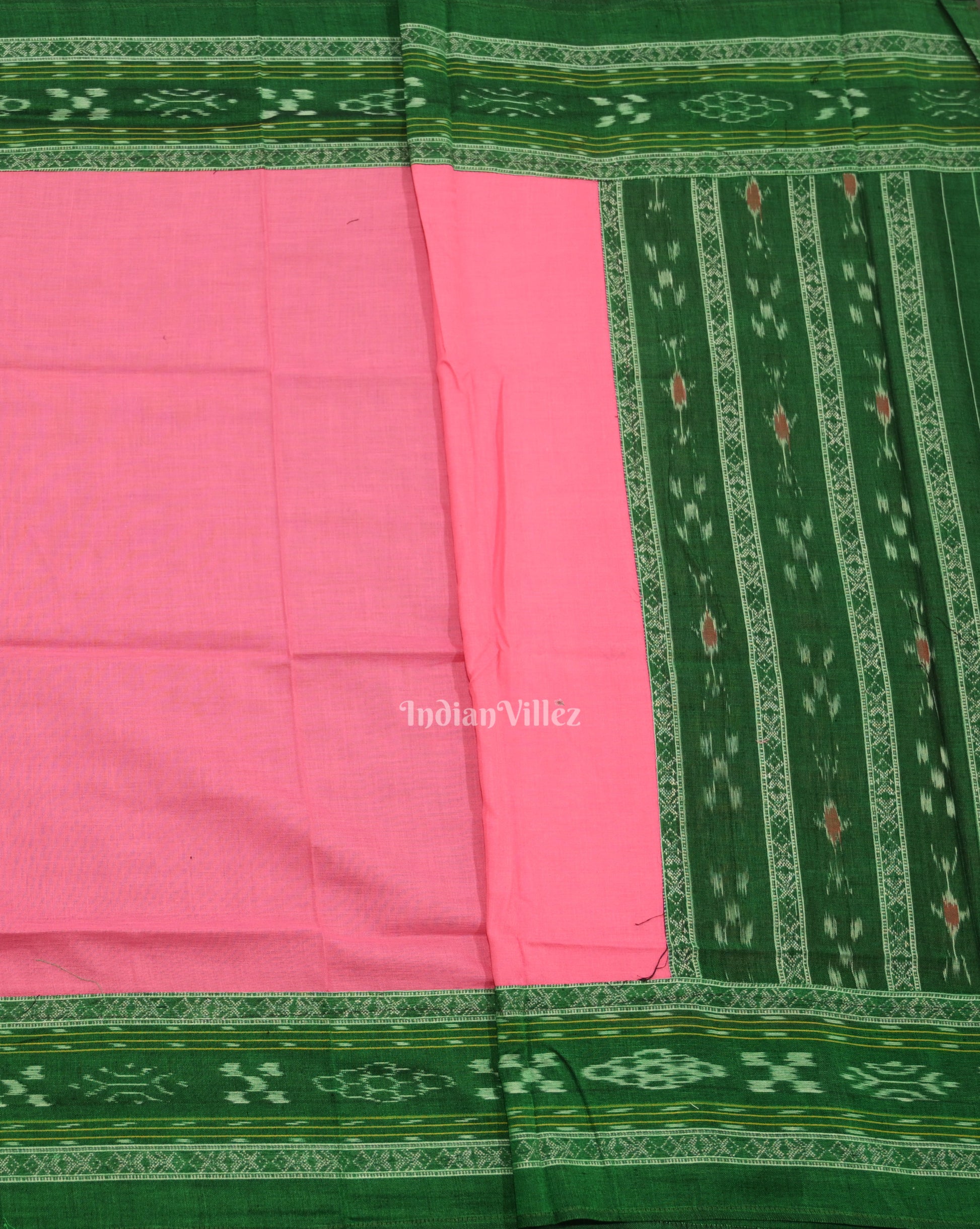 Forest Green Pink Pasapali Sambalpuri Cotton Dress set with Dupatta