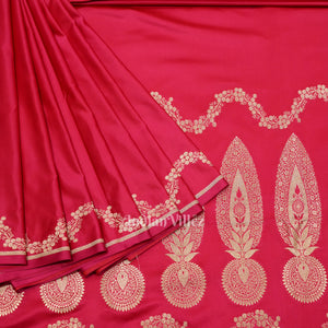 Rani Pink Soft Pure Mashru Satin Silk Banarasi Saree
