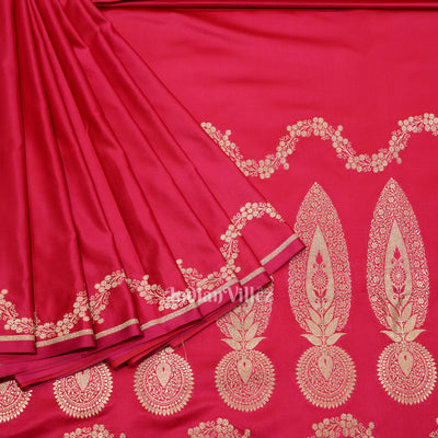 Rani Pink Soft Pure Mashru Satin Silk Banarasi Saree