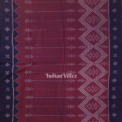 Blue & Maroon Odisha Ikat Sambalpuri Pure Cotton Saree