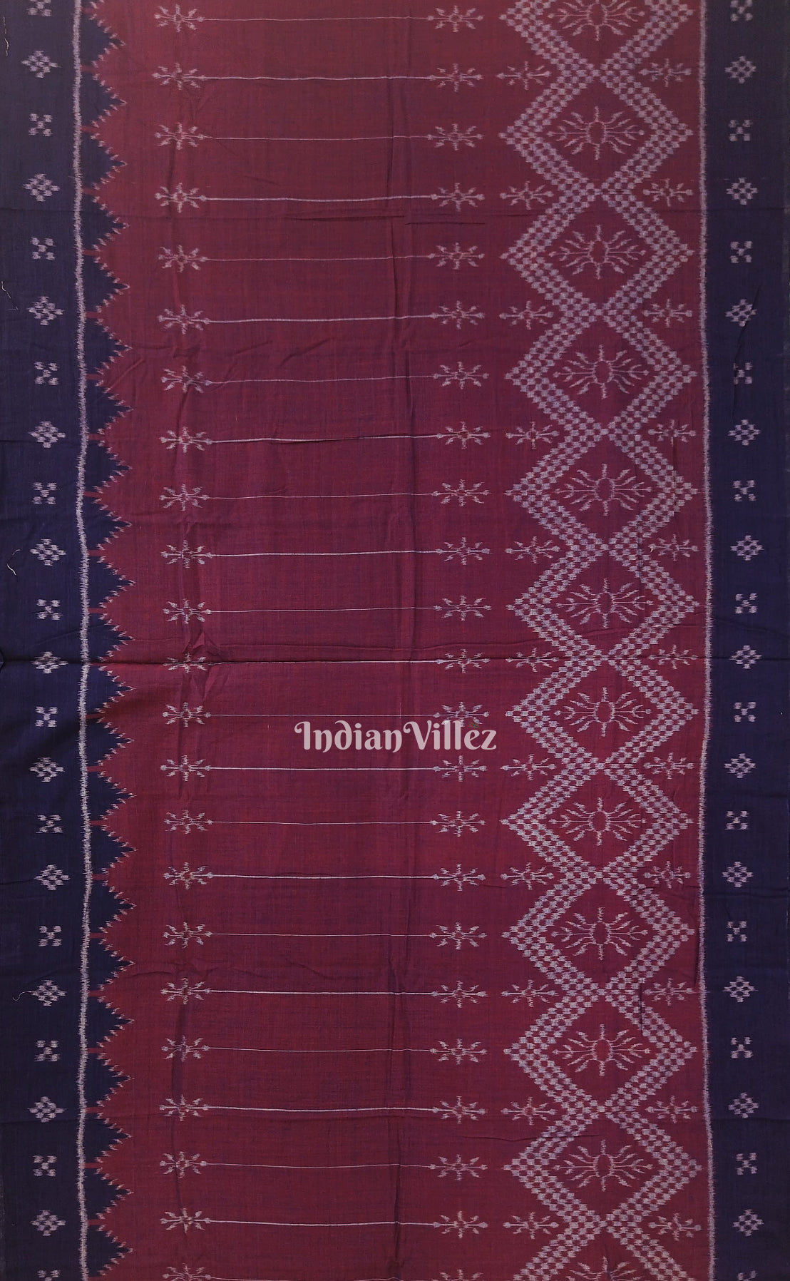 Blue & Maroon Odisha Ikat Sambalpuri Pure Cotton Saree