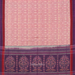 Light Faded Red Tribal Art Odisha Ikat Sambalpuri Pure Cotton Saree
