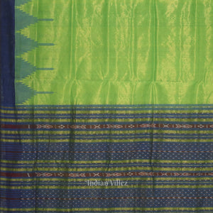 Parrot Green Blue Phoda Kumbha Sambalpuri Cotton Tissue Saree