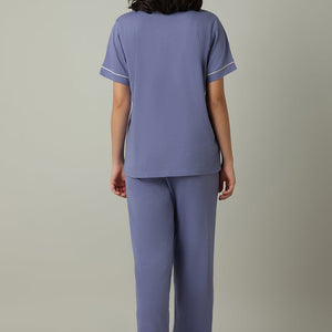 Sleep Button Down PJ Set - Lavender Violet
