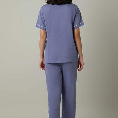 Sleep Button Down PJ Set - Lavender Violet