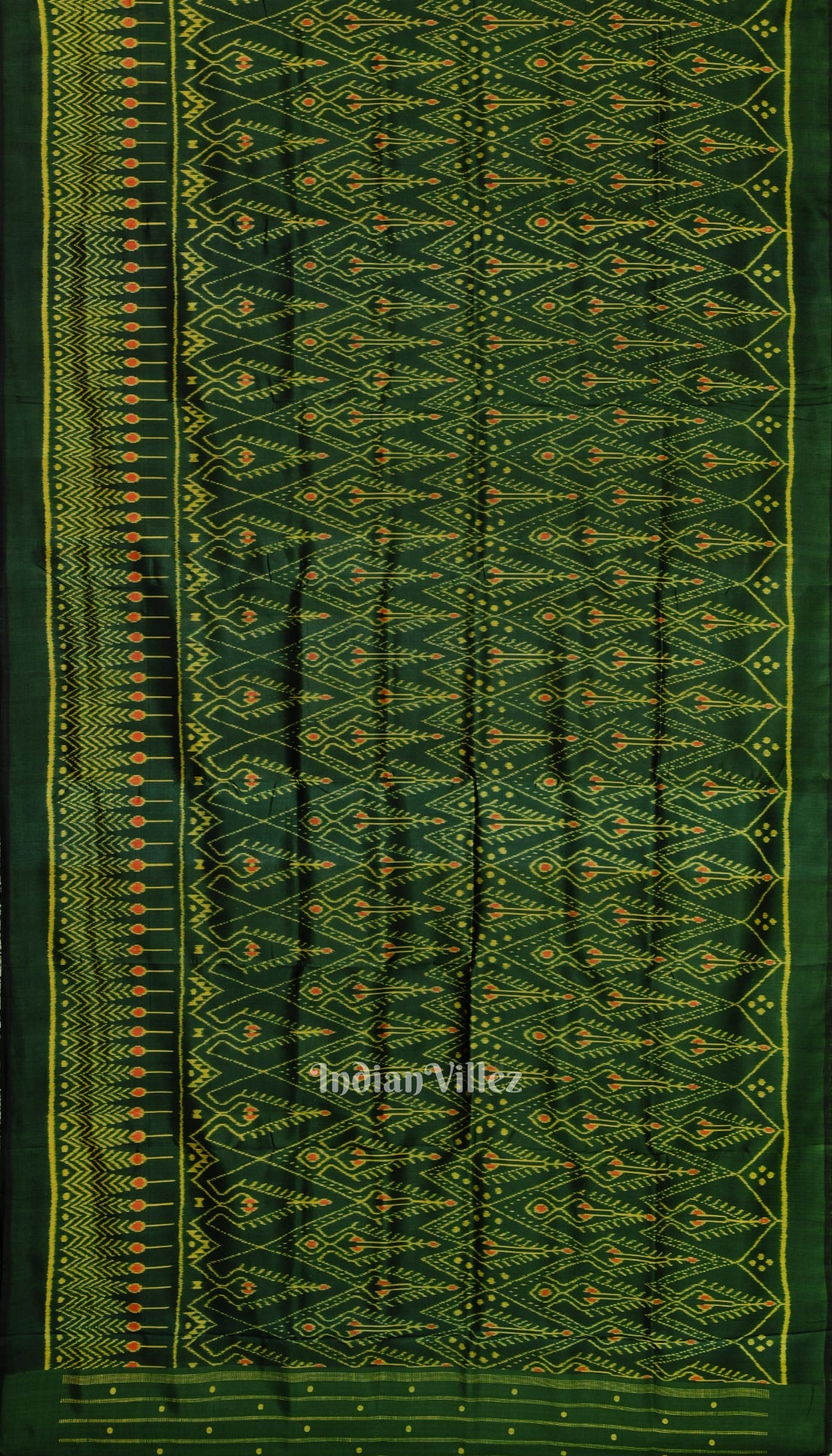 Green Yellow Designer Odisha Ikat Contemporary Silk Saree