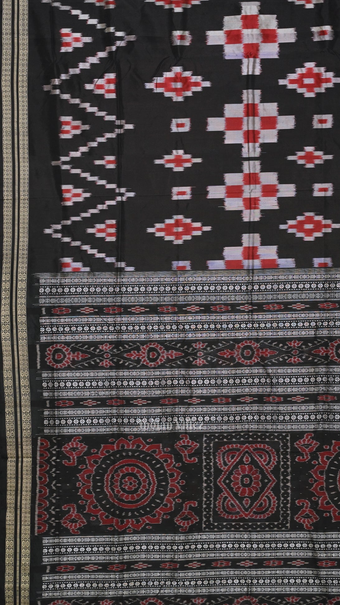 Black Pasapali Odisha Ikat Sambalpuri Silk Saree