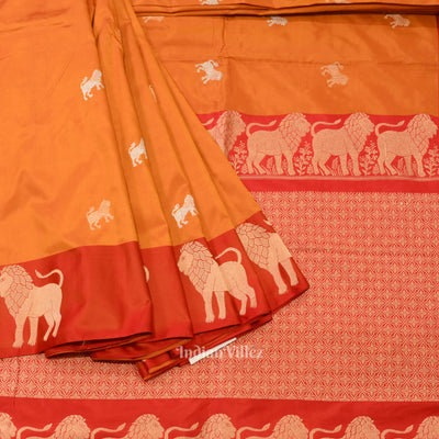 Golden Yellow Designer Pure Banarasi Katan Silk Saree