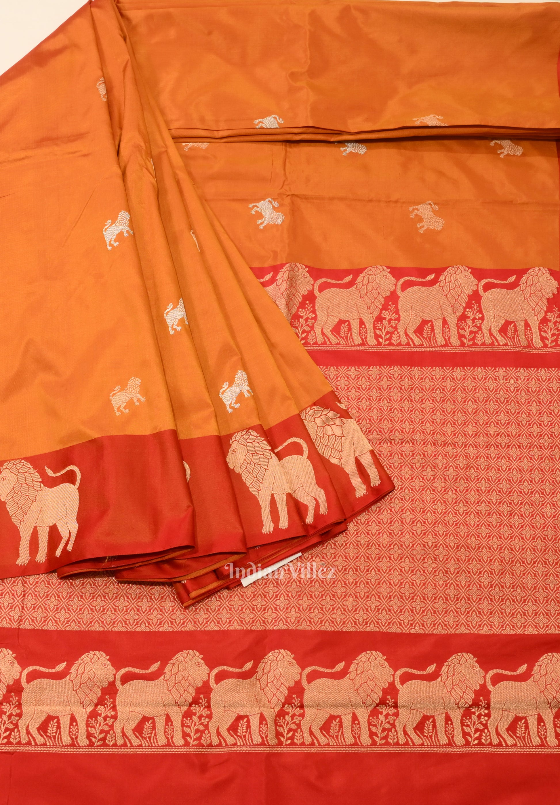 Golden Yellow Designer Pure Banarasi Katan Silk Saree