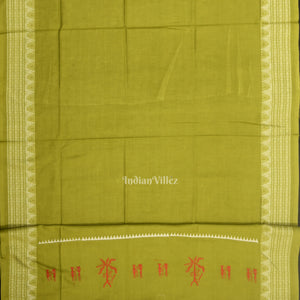 Red Parrot green Tribal Design Sambalpuri Cotton Dress set with Dupatta
